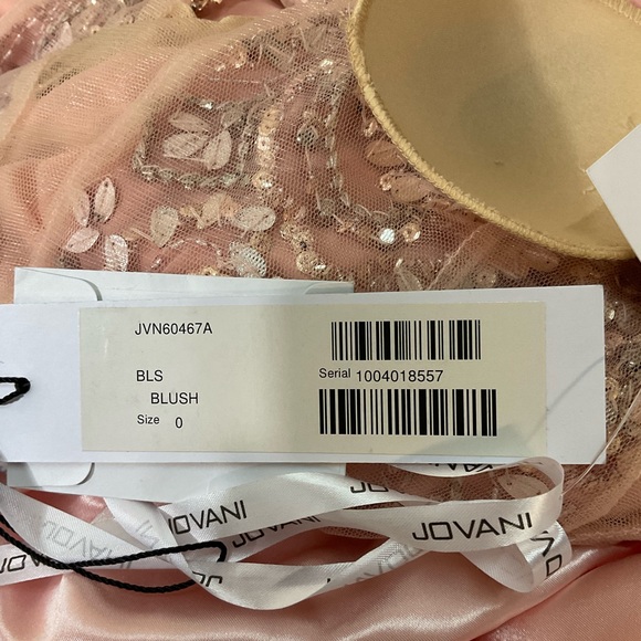 NEW JOVANI JVN60467 embellished V neckline A line chiffon maxi gown dress pink 0 - Picture 10 of 12